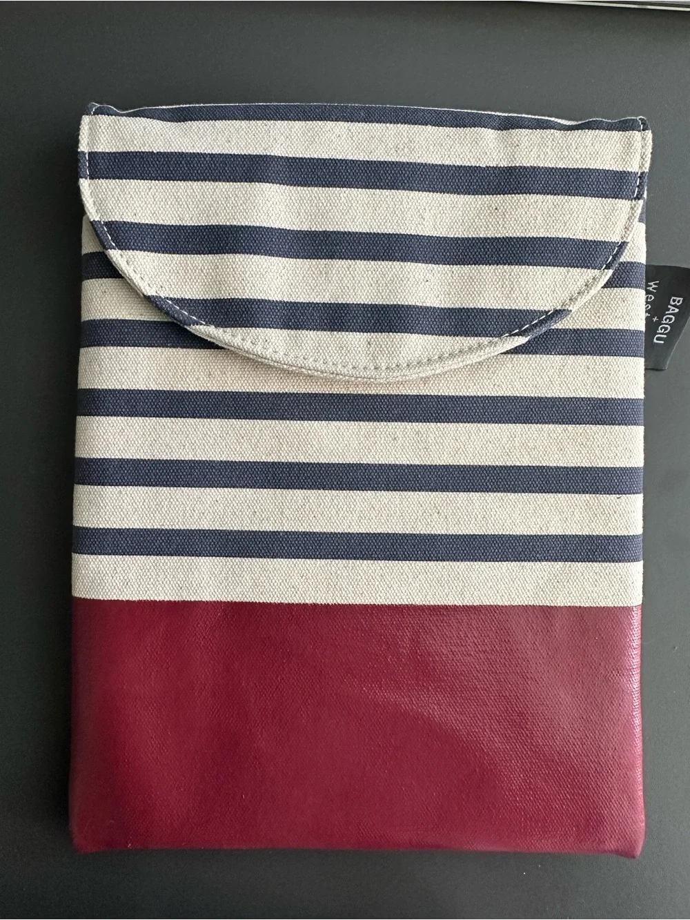 West Elm x BAGGU - Navy/Natural Stripe with Burgundy accent iPad Sleeve/Case